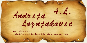 Andrija Ložnjaković vizit kartica